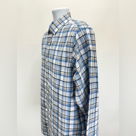 HART SCHAFNER MARX Blue and white plaid long sleeve button down shirt size L - Picture 3 of 12